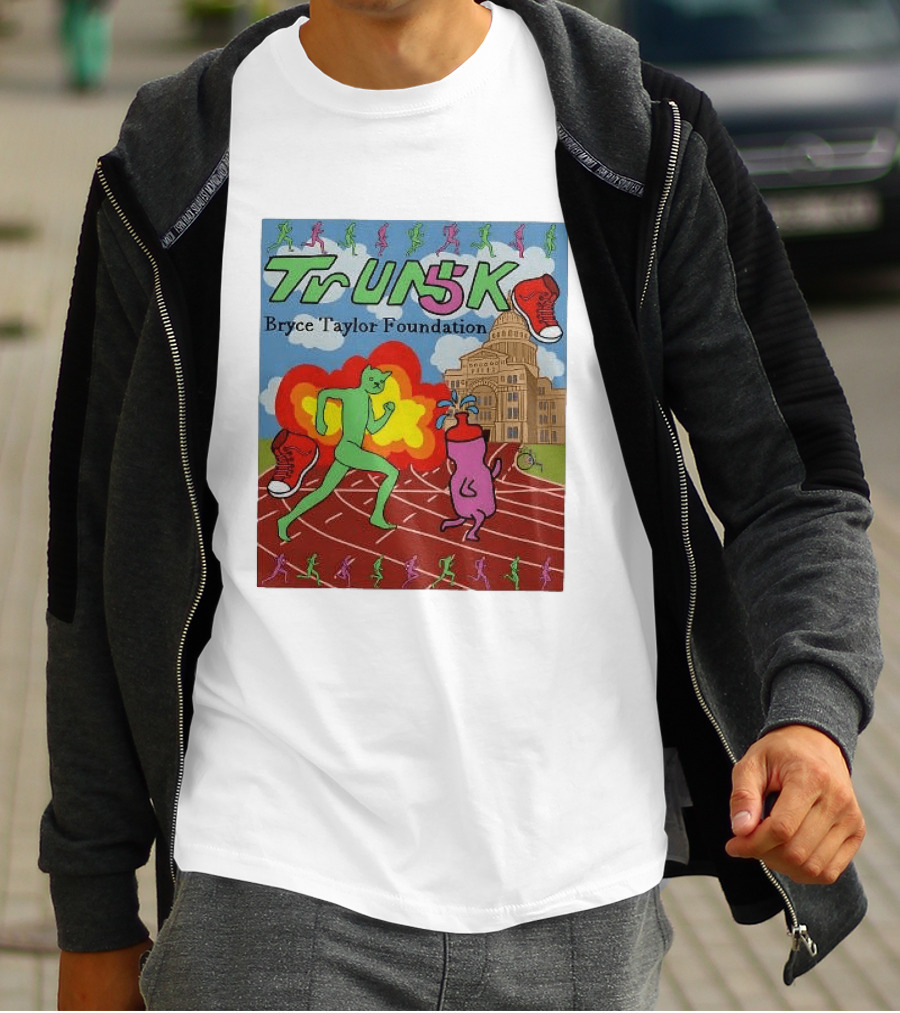 TrUNK 5k Bryce Taylor Foundation Colorful Cartoon Characters Racing T-Shirt