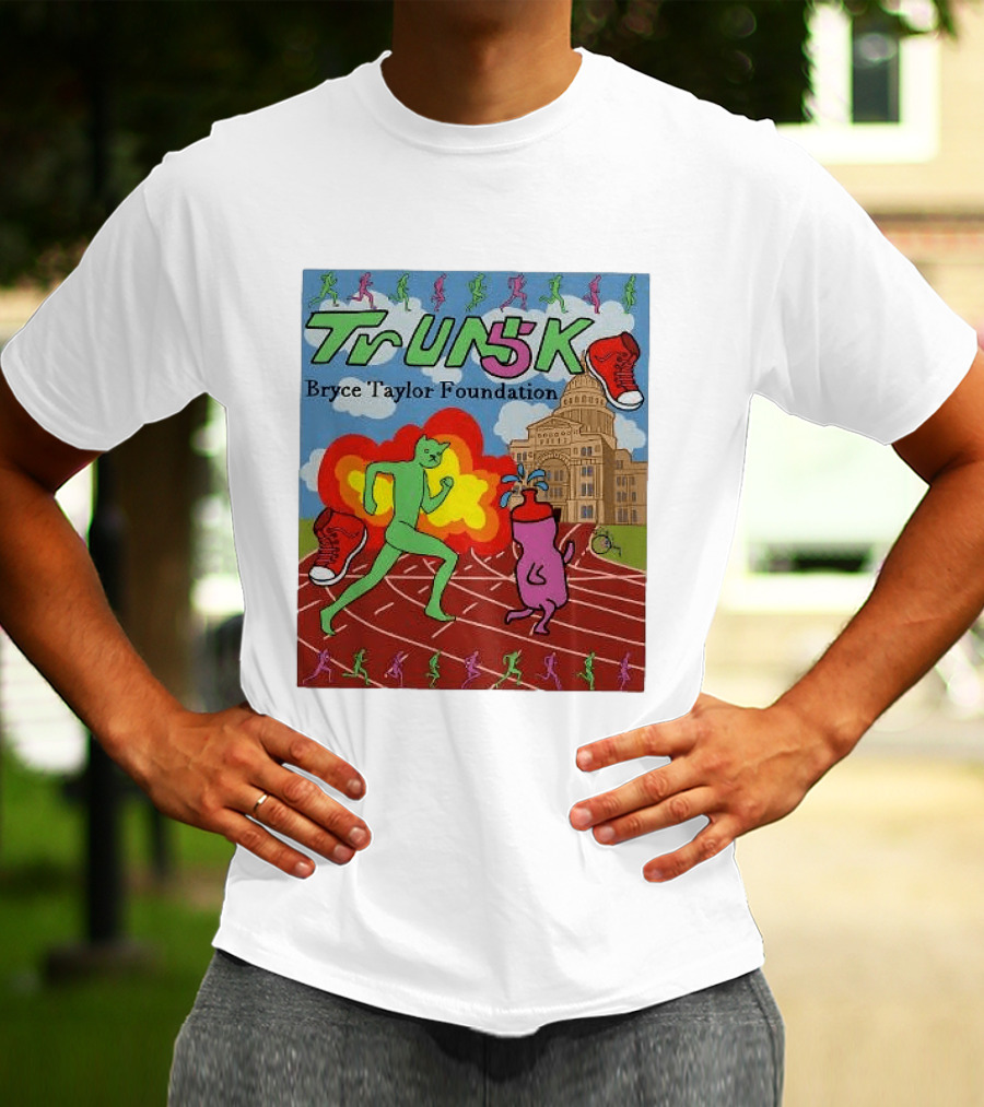 TrUNK 5k Bryce Taylor Foundation Colorful Cartoon Characters Racing T-Shirt