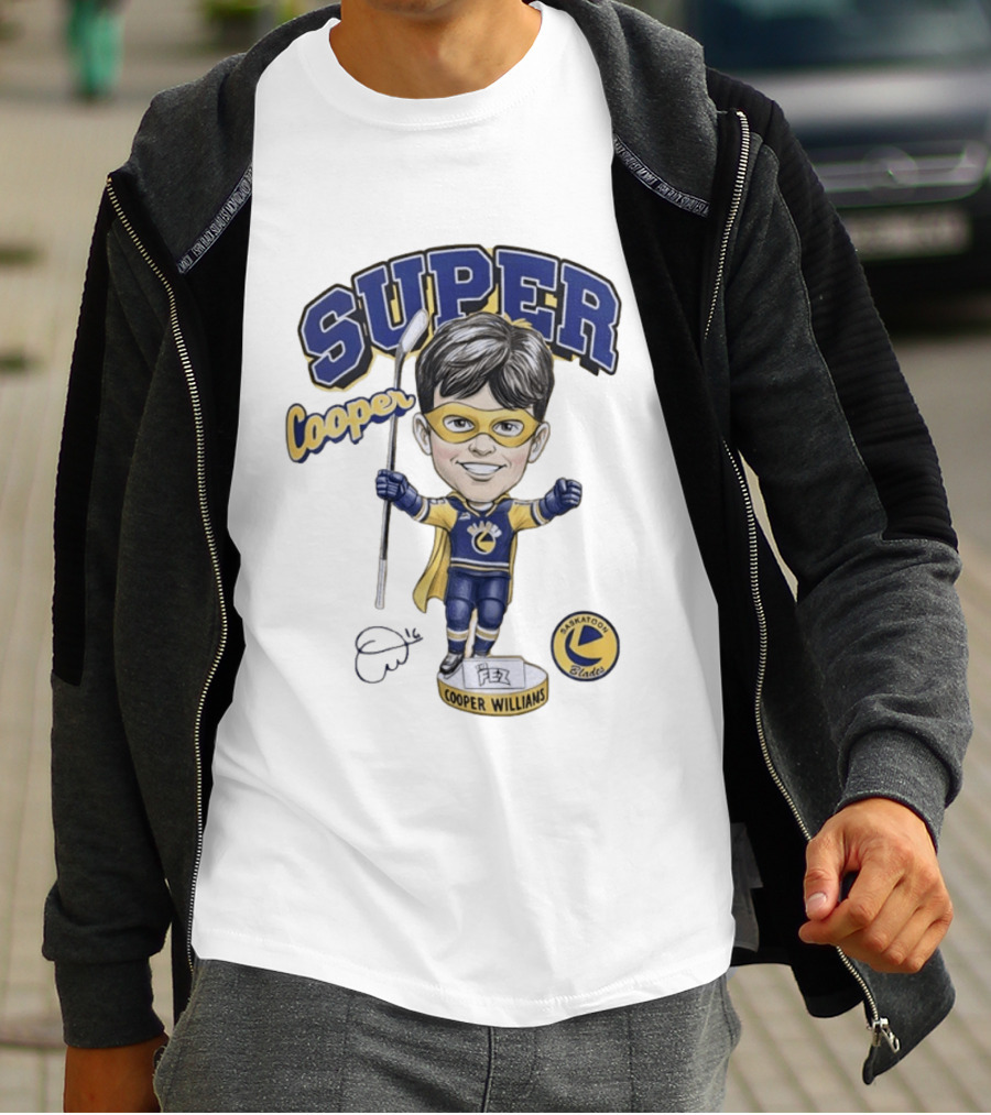 Super Cooper Williams Saskatoon Blades Bobblehead T-Shirt
