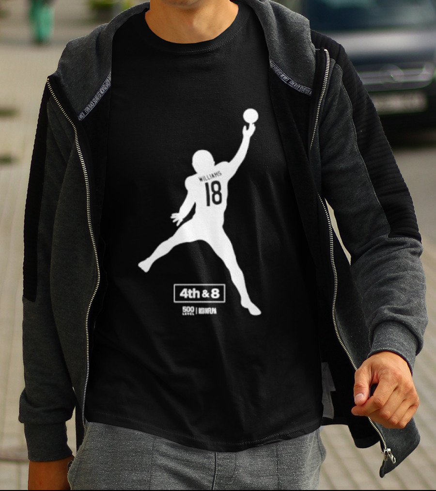 Caleb Williams 18 Chicago 4th & 8 Football T-Shirt