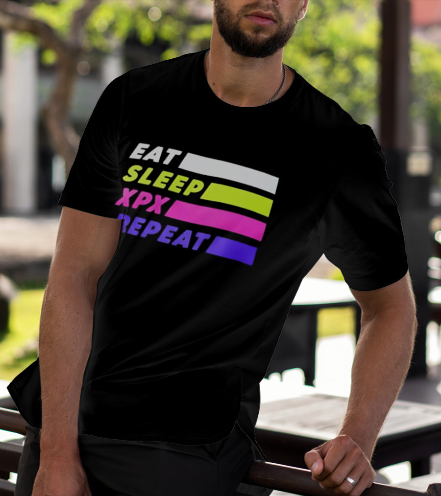 Eat Sleep XPX Repeat Lines Neon Text Blocks T-Shirt