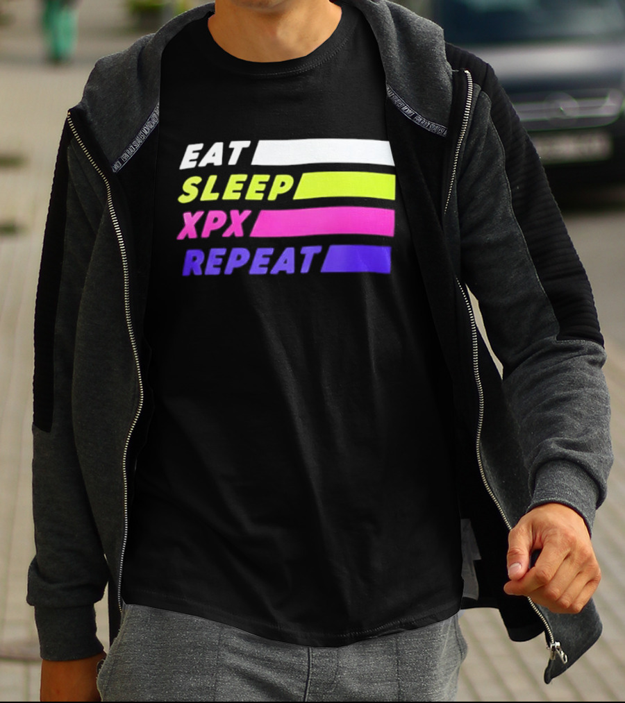 Eat Sleep XPX Repeat Lines Neon Text Blocks T-Shirt