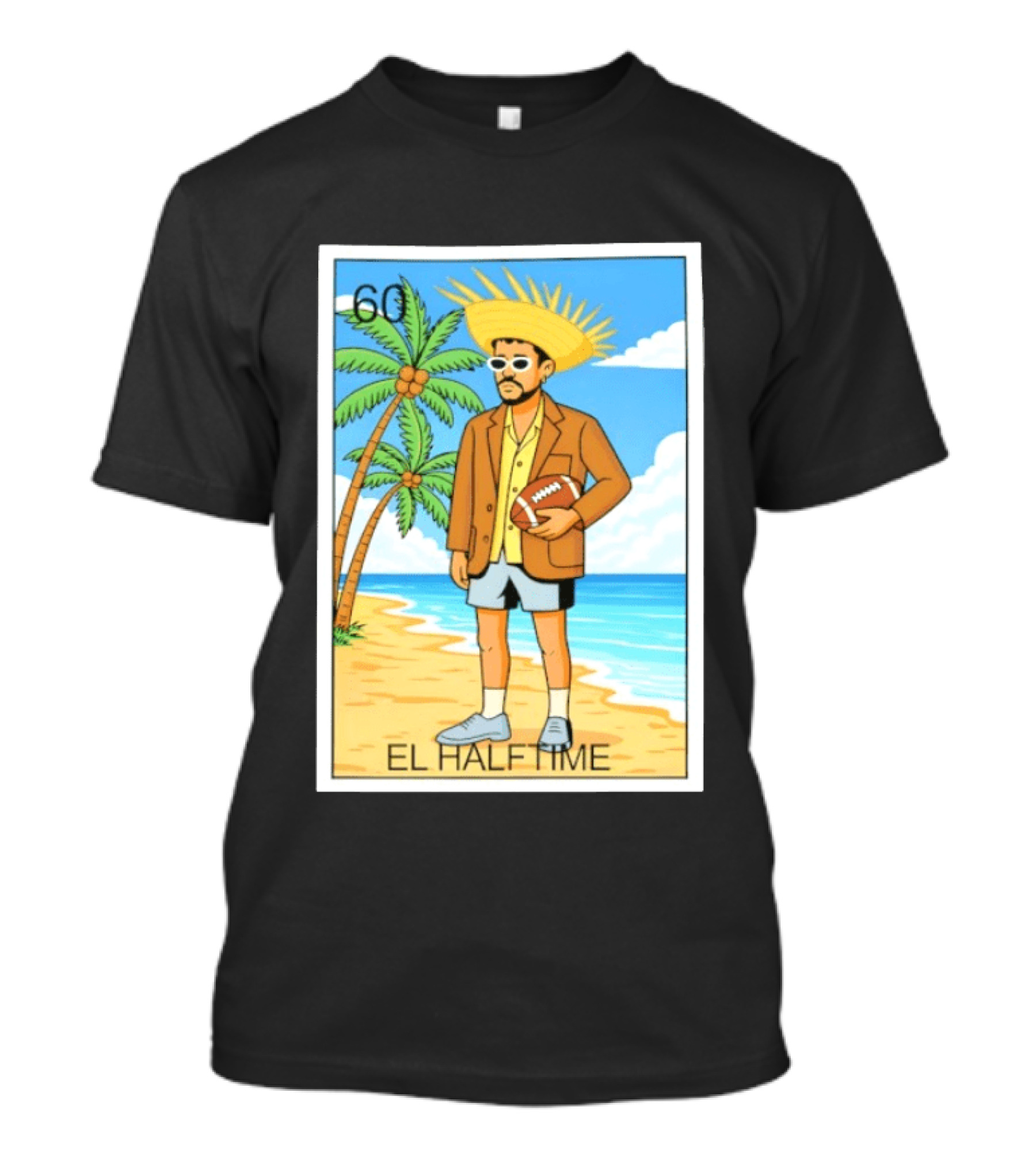 El Halftime Bad Bunny Loteria Card Beach T-Shirt