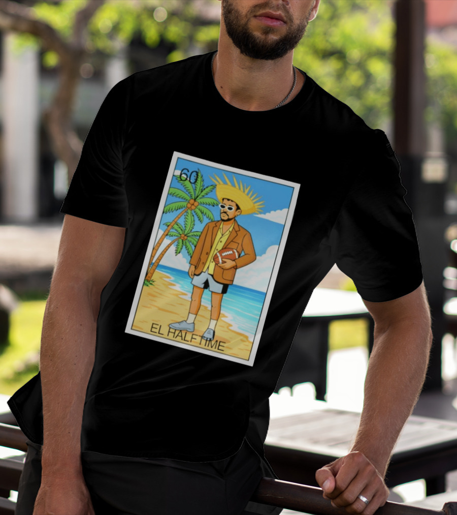 El Halftime Bad Bunny Loteria Card Beach T-Shirt