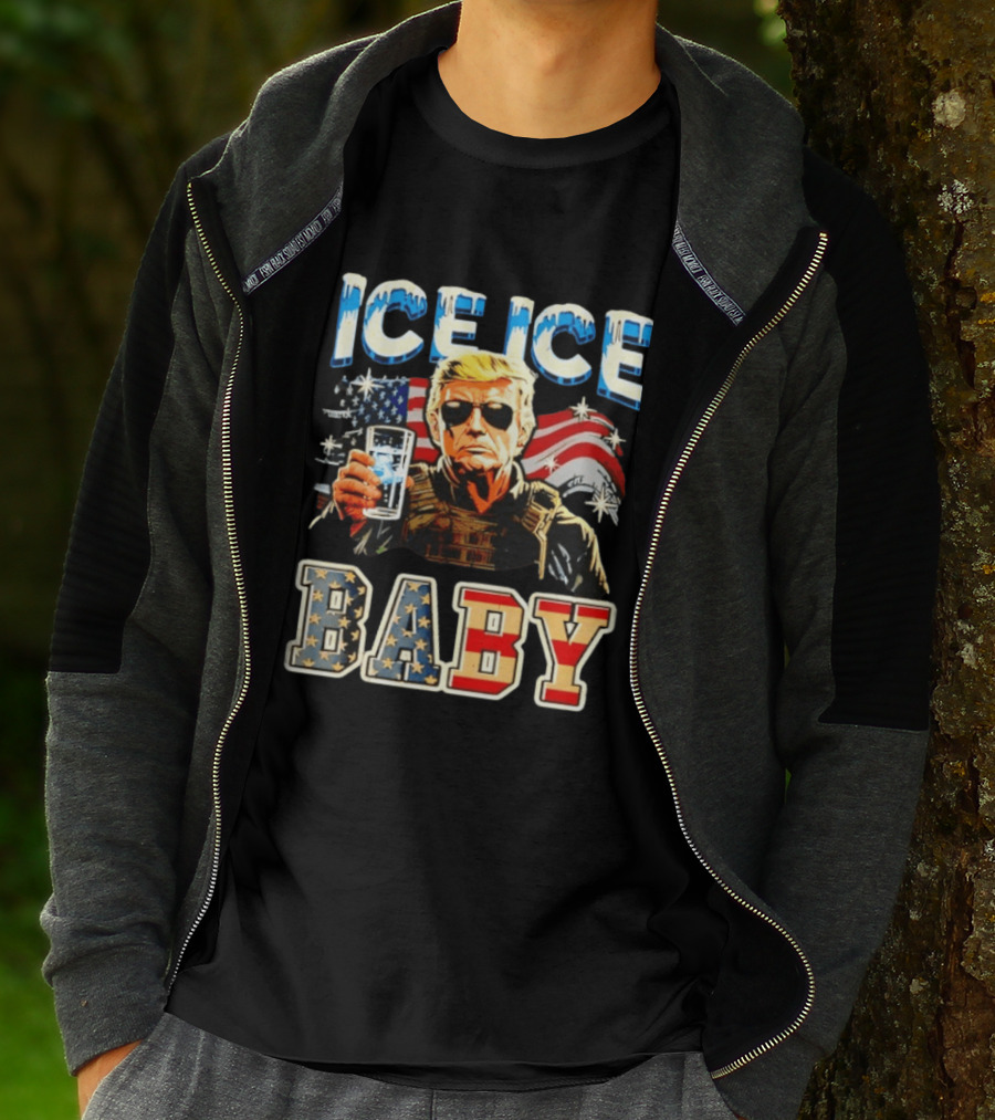 Ice Ice Baby Trump American Flag T-Shirt