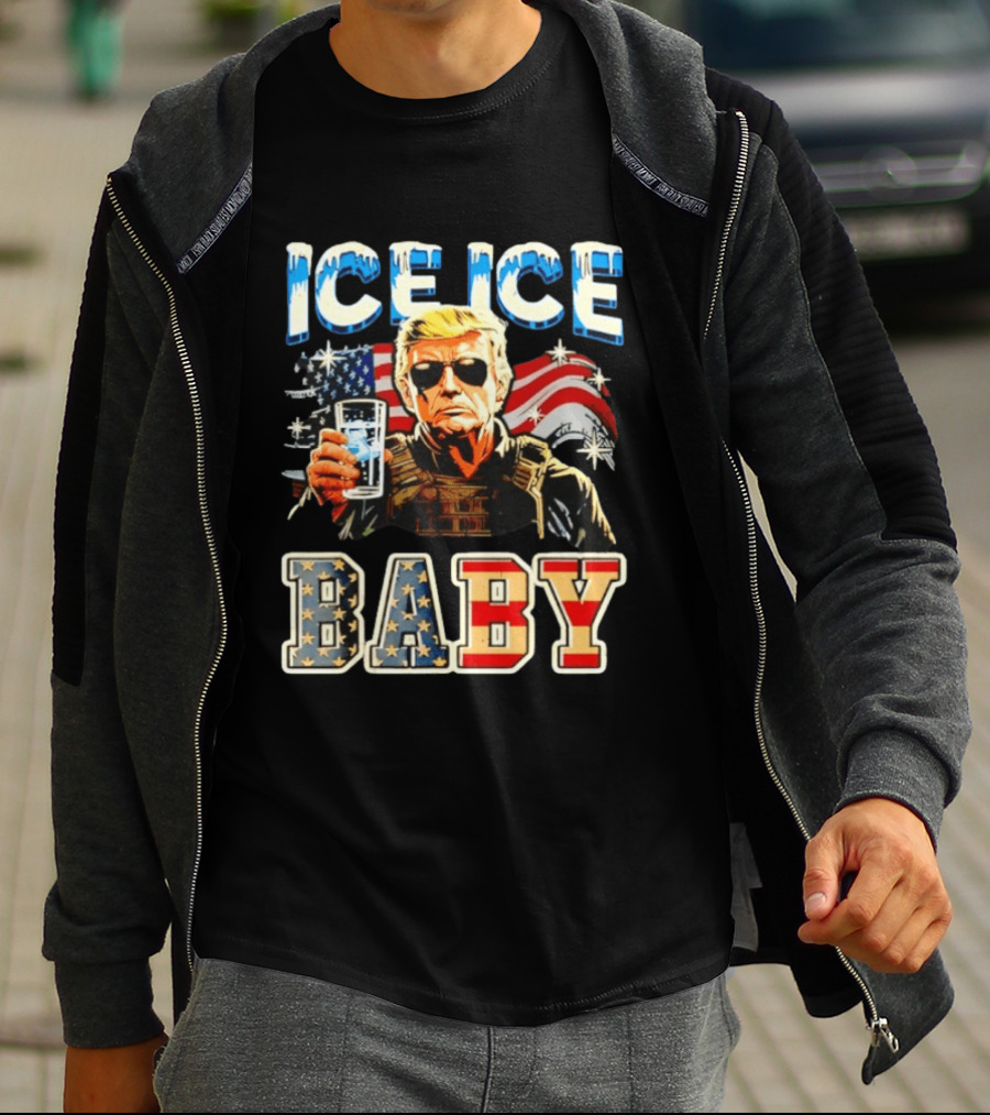 Ice Ice Baby Trump American Flag T-Shirt
