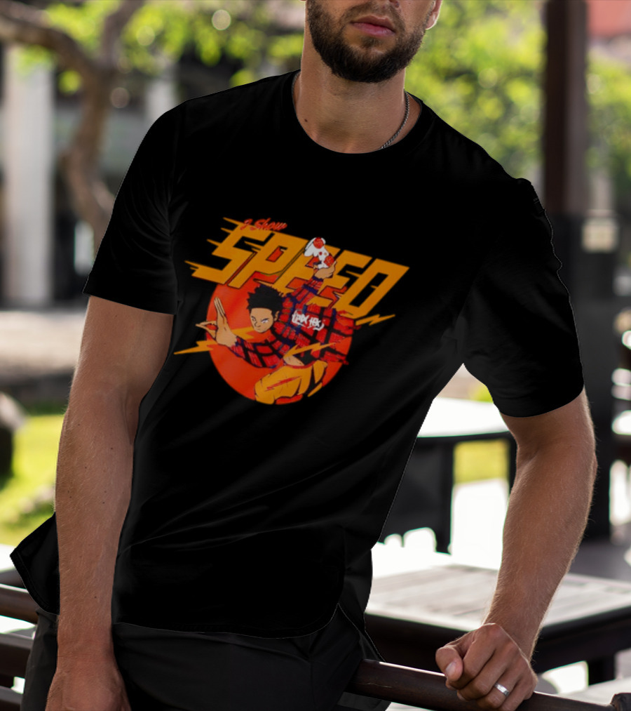 IShowSpeed Speed Flash Anime Character With Soccer Ball And Lightning Bolt T-Shirt