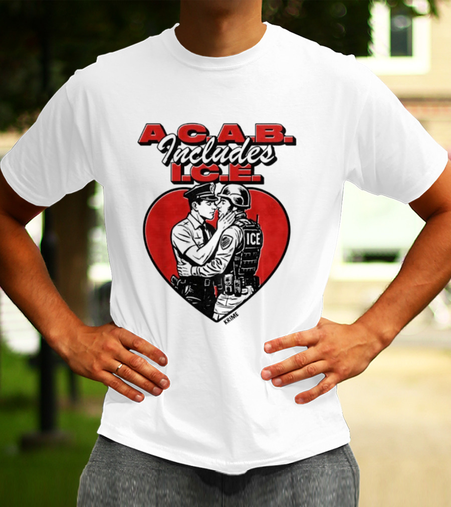 ACAB Includes ICE Anti Police Heart Shape Red And Black T-Shirt
