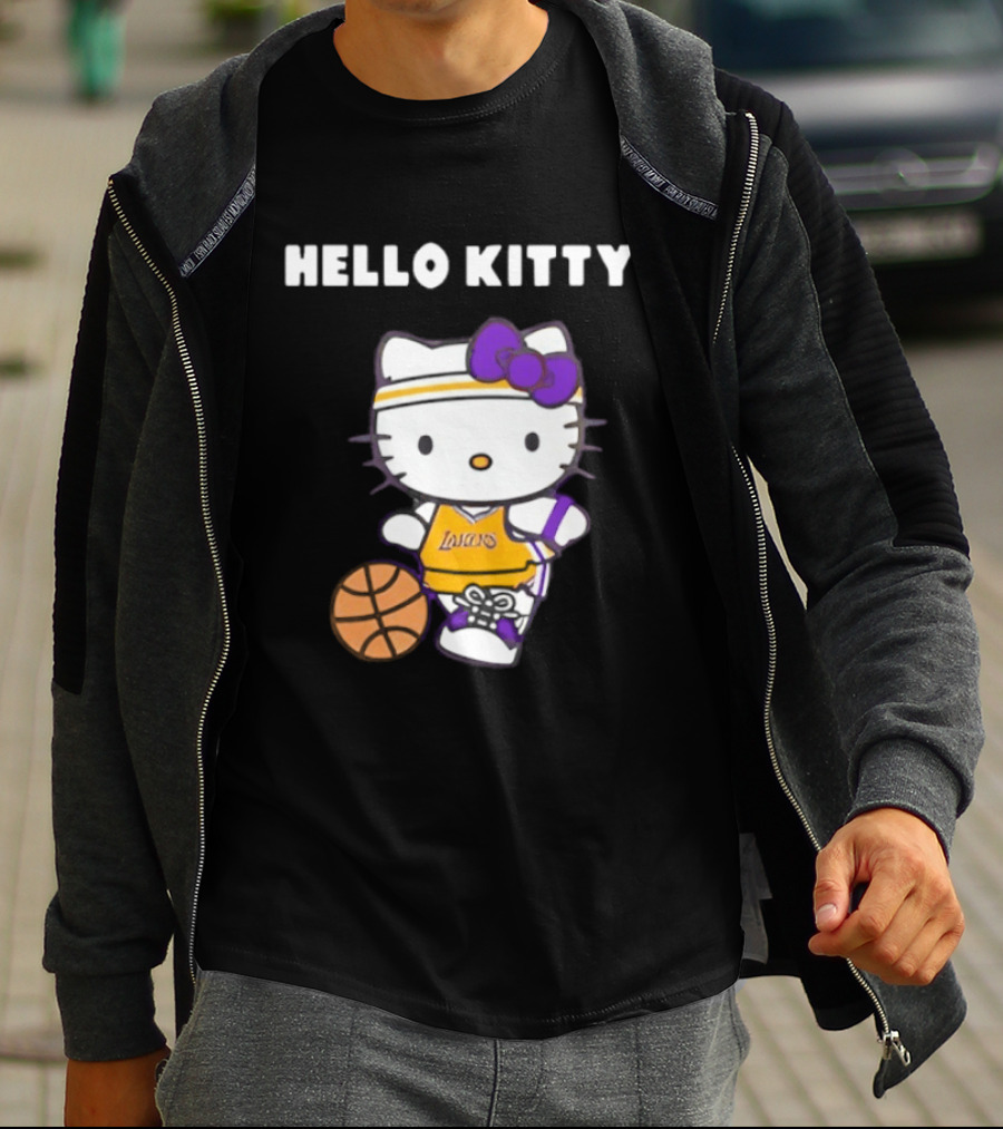 Los Angeles Lakers Hello Kitty Basketball Collaboration T-Shirt