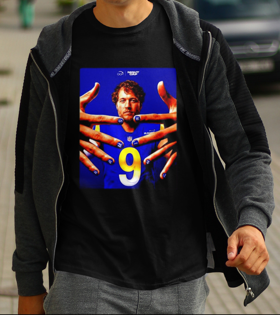 Night Cap Matthew Stafford Rams Number 9 Win Nails T-Shirt