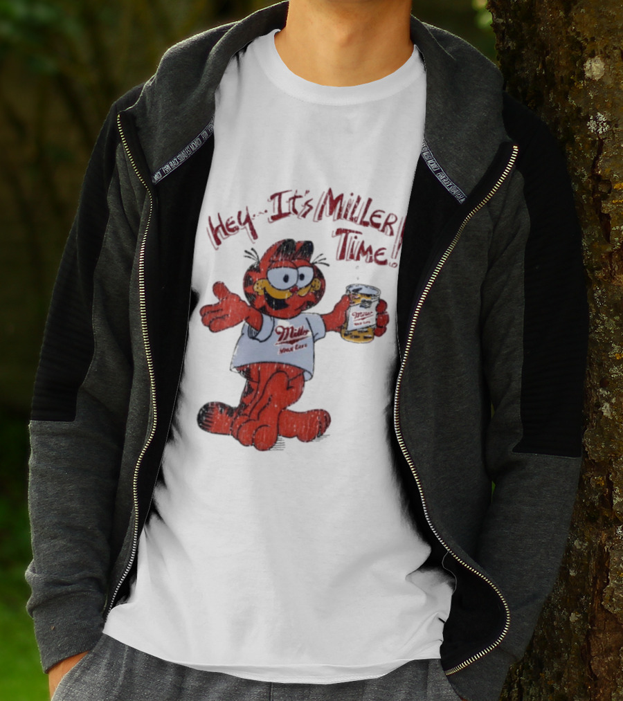 Hey It's Miller Time Garfield Comic T-Shirt