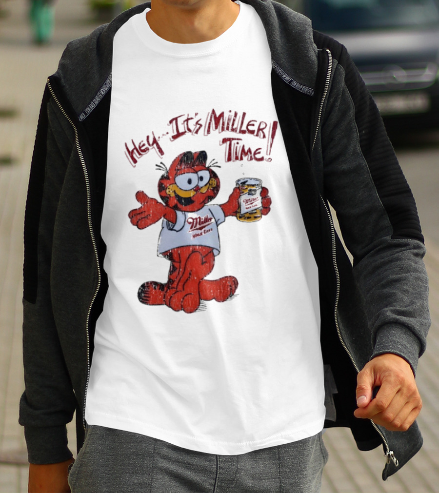 Hey It's Miller Time Garfield Comic T-Shirt