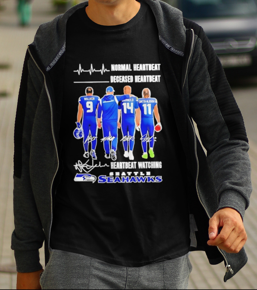 Seahawks Normal Heartbeat Deceased Heartbeat Walker Arnold Smith Njigba Signatures Seattle T-Shirt