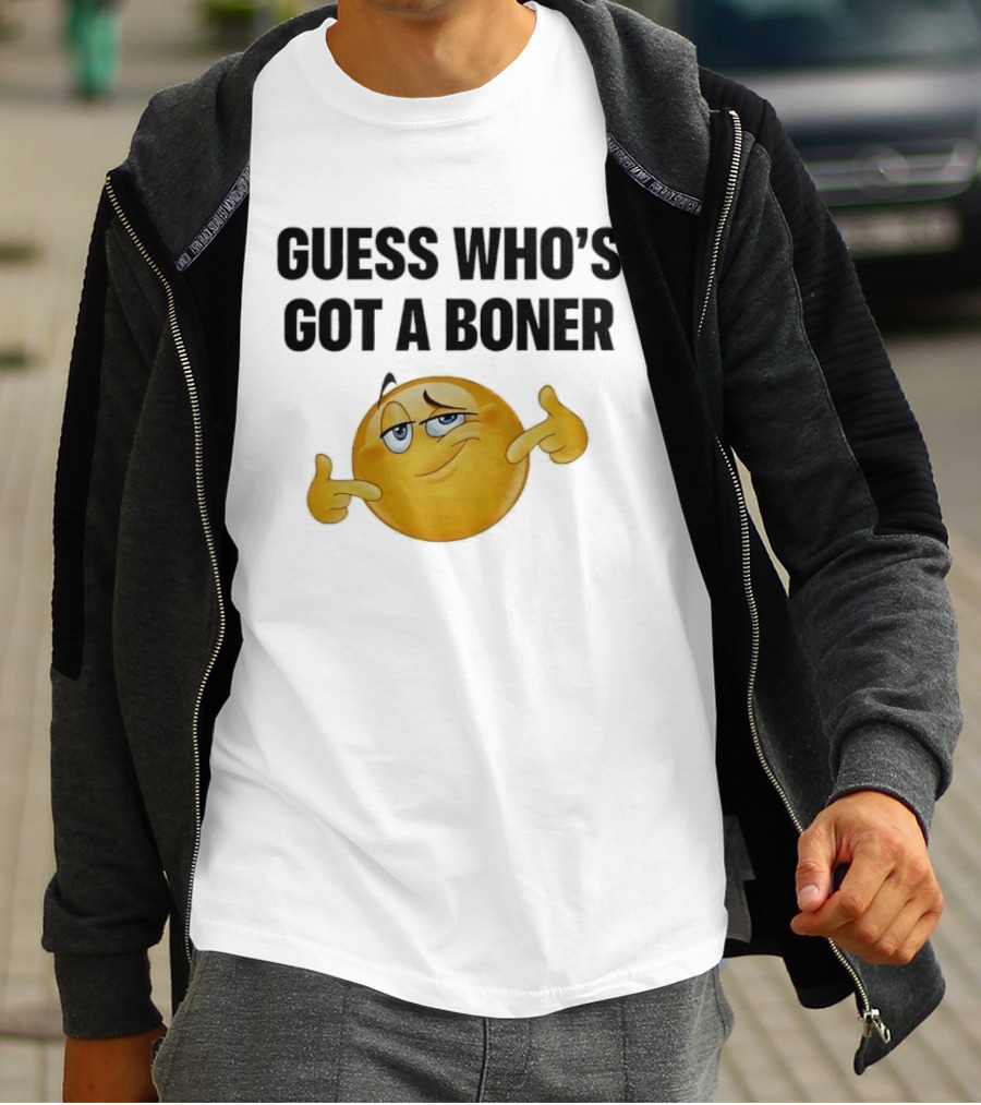 Guess Who's Got A Boner Emoji Pointing Hands T-Shirt
