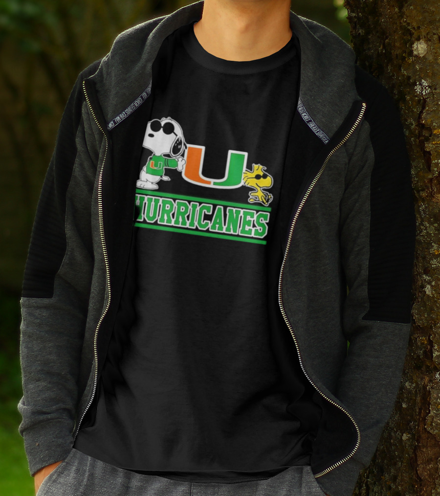 Snoopy Woodstock Miami Hurricanes U T-Shirt