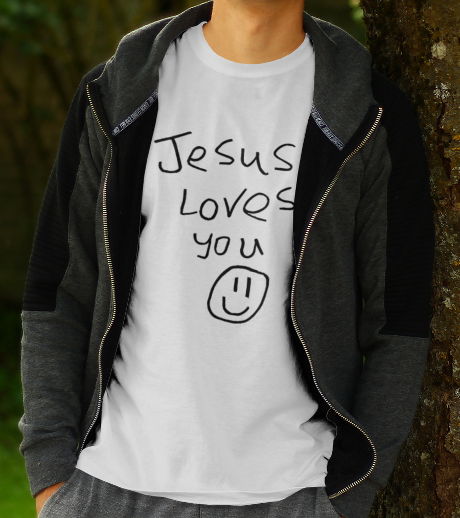 Jesus Loves You Smiley Face Drawing T-Shirt