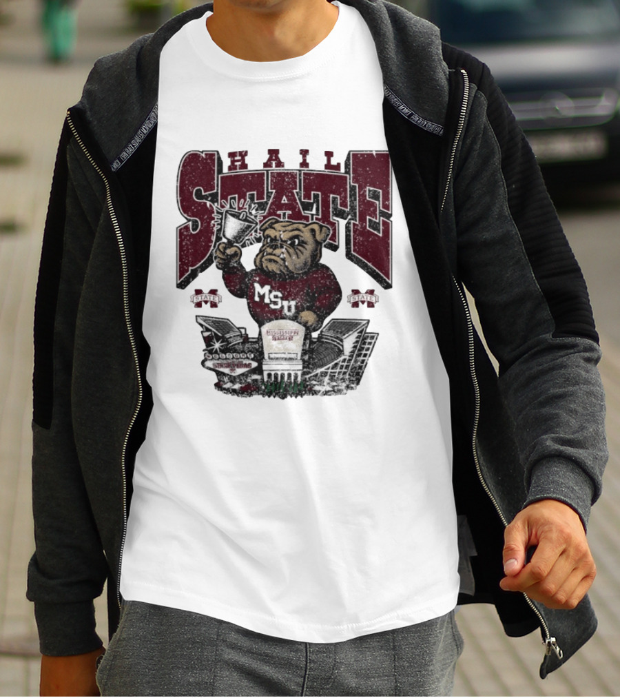 Hail State MSU Mississippi State Bulldogs Stadium Cowbell T-Shirt