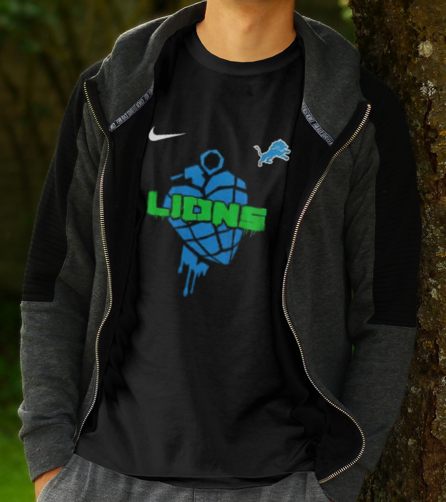 Nike Detroit Lions Football Skull Green Day T-Shirt