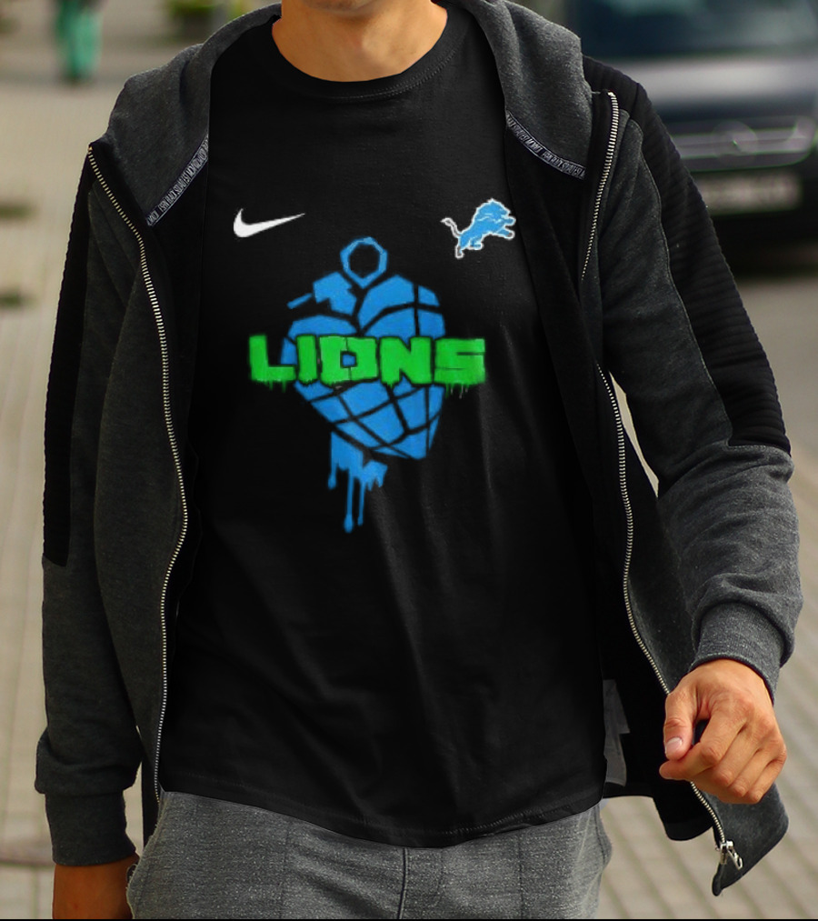 Nike Detroit Lions Football Skull Green Day T-Shirt