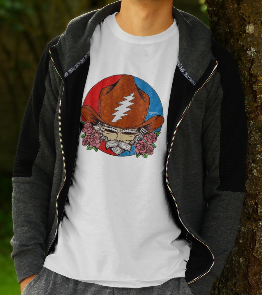 Bob Weir Cowboy Hat Grateful Dead Stealie Roses T-Shirt