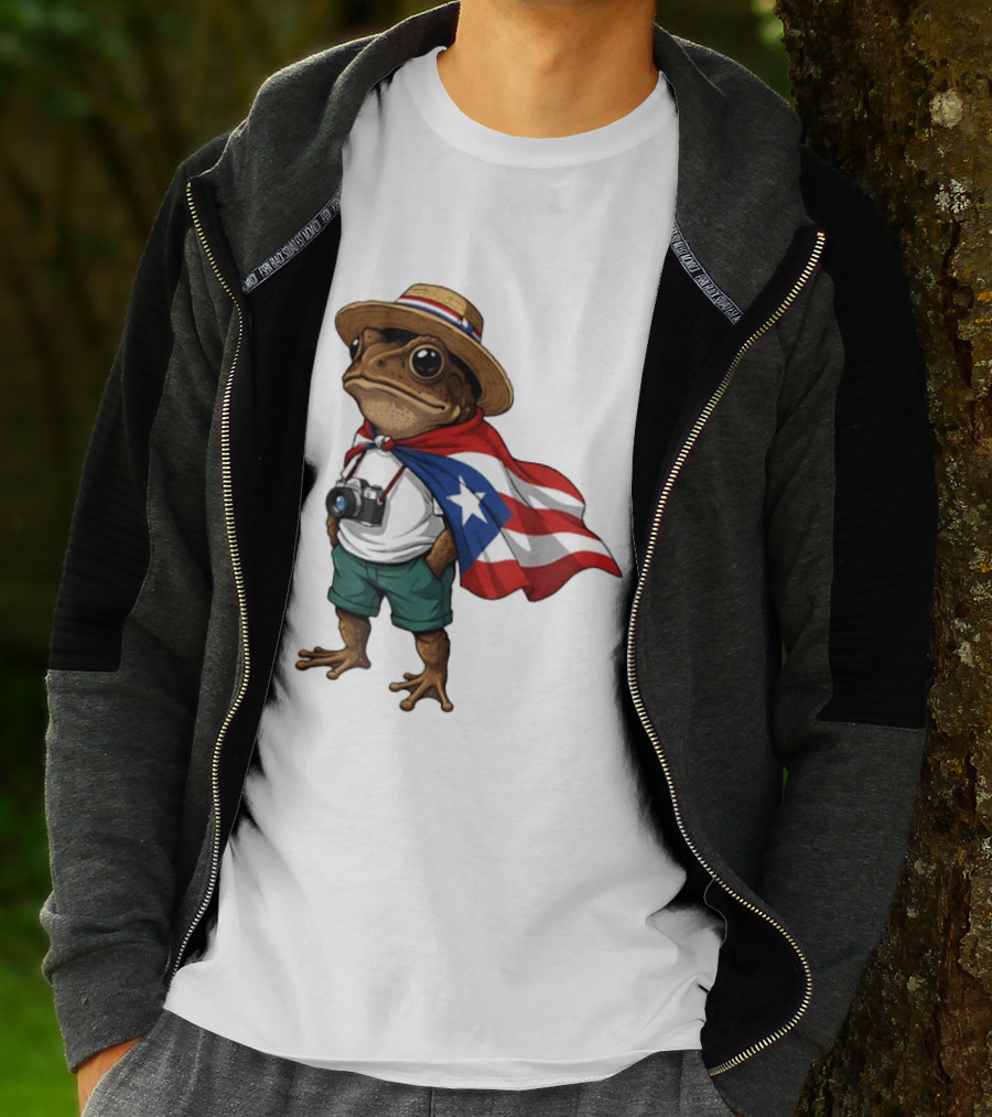 Coqui Frog With Puerto Rico Flag In Puerto Rican Taino T-Shirt