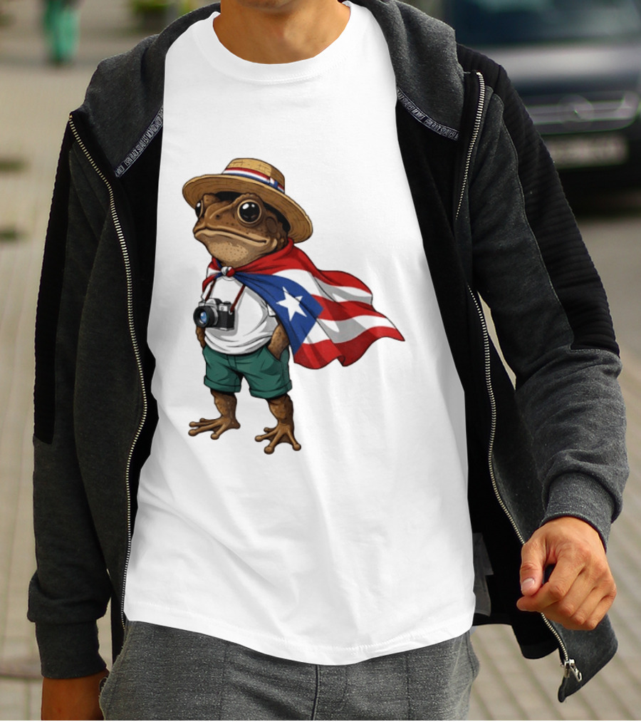 Coqui Frog With Puerto Rico Flag In Puerto Rican Taino T-Shirt