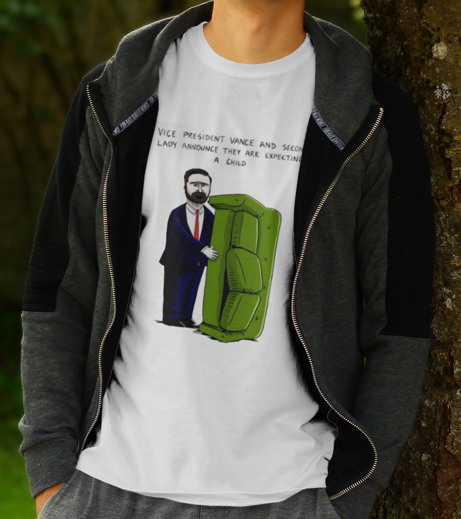 Vice President Vance And Second Lady Expecting Child Iconic Couch Scene T-Shirt