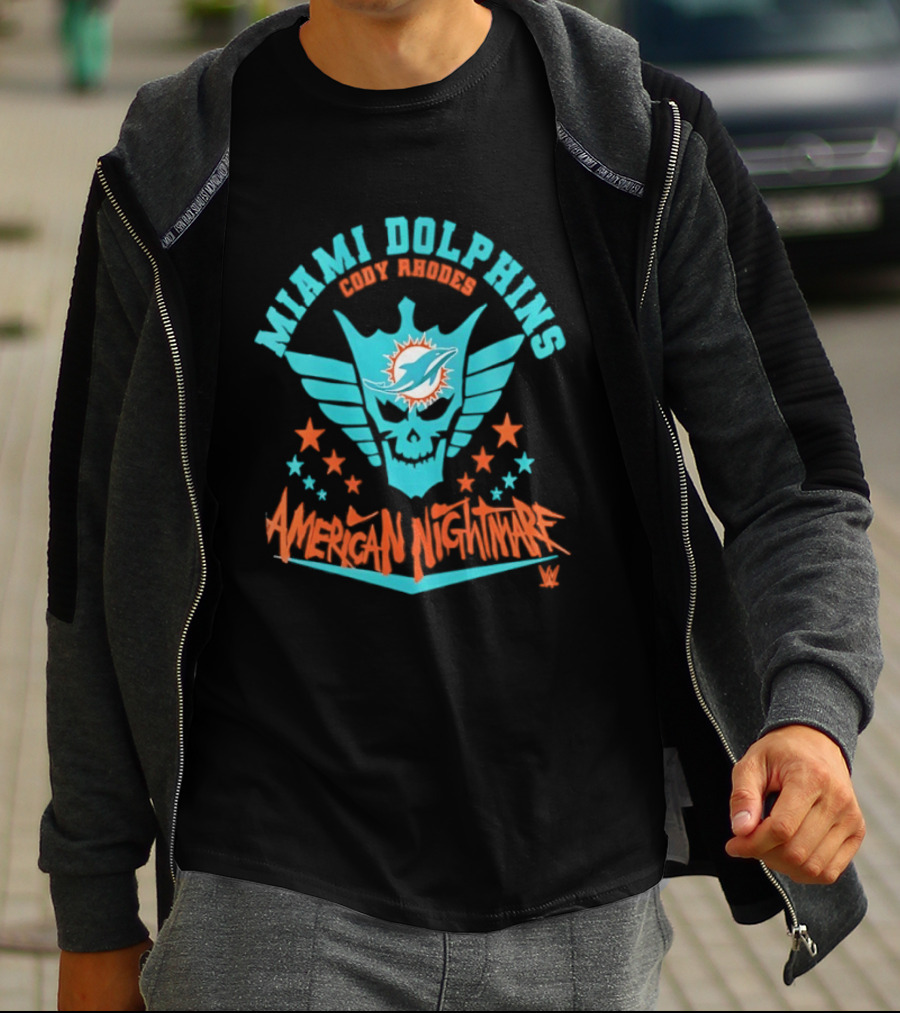 Miami Dolphins Cody Rhodes American Nightmare Stars Wings NFL Football T-Shirt