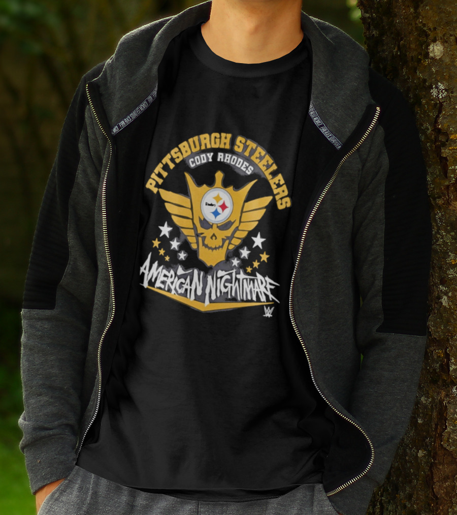 Pittsburgh Steelers Cody Rhodes American Nightmare Skull Wings Stars T-Shirt