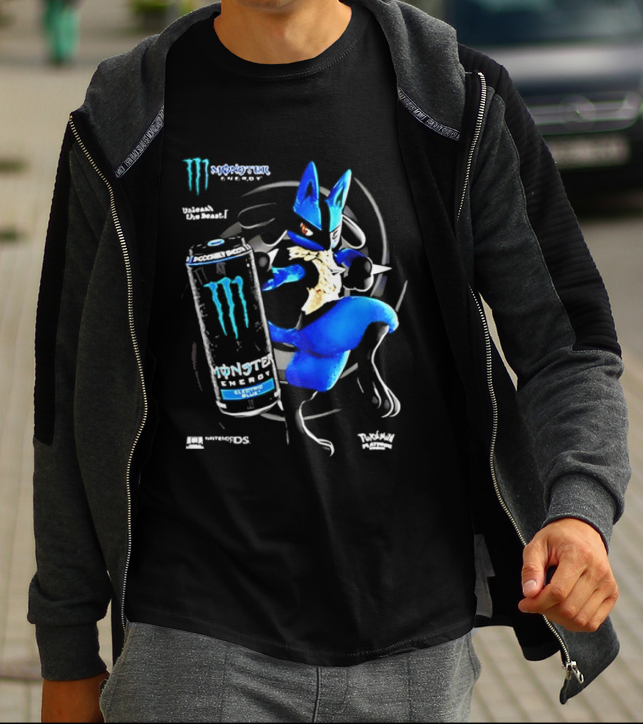 Pokémon Lucario Monster Energy Can Líquido Azulado Invigorante T-Shirt