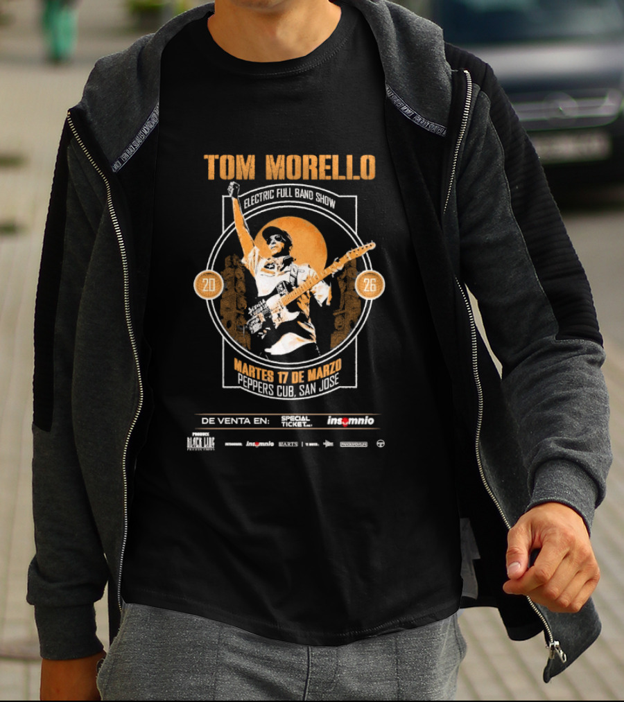 Tom Morello Electric Full Band Show Latin American Tour 2026 Peppers Club San Jose March 17 T-Shirt