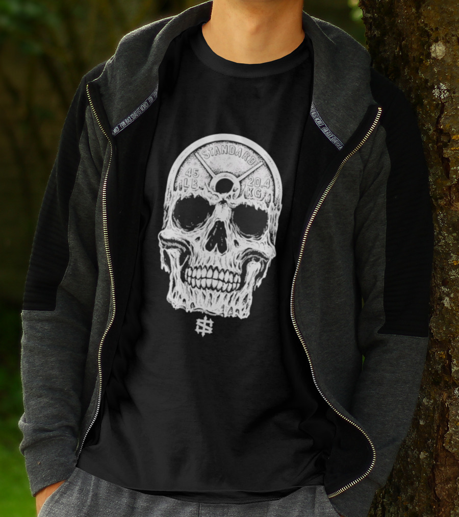 Standard 45 LB 20.4 KG Skull Weights T-Shirt