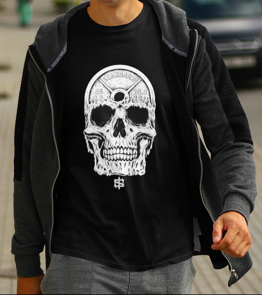 Standard 45 LB 20.4 KG Skull Weights T-Shirt