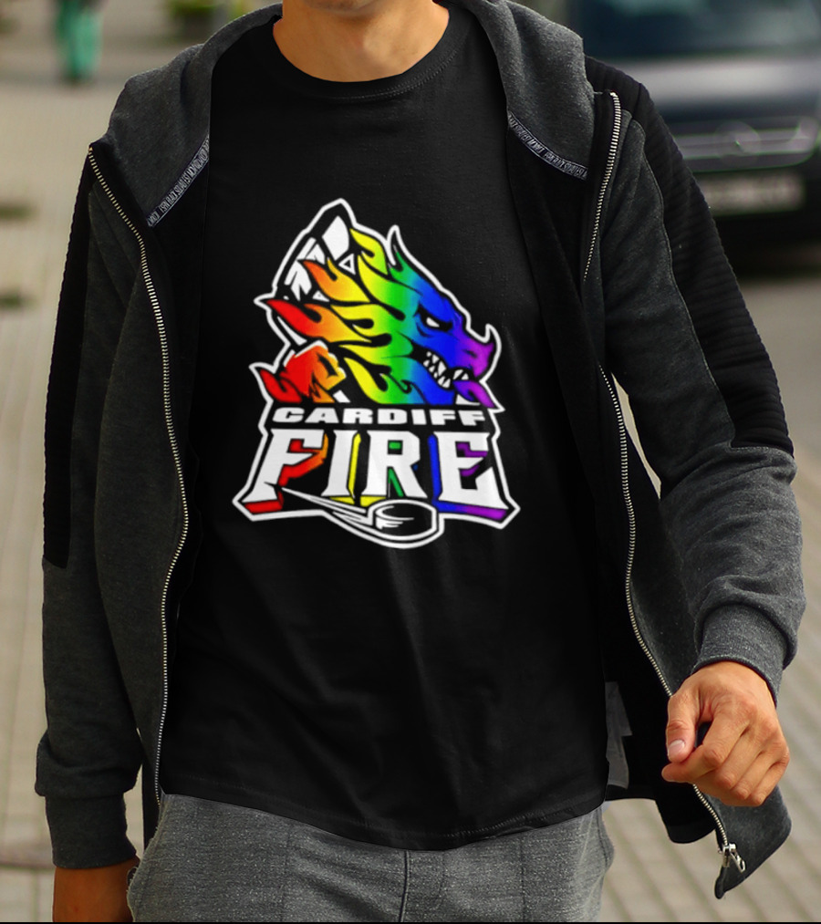 Cardiff Fire Pride Rainbow Hockey T-Shirt