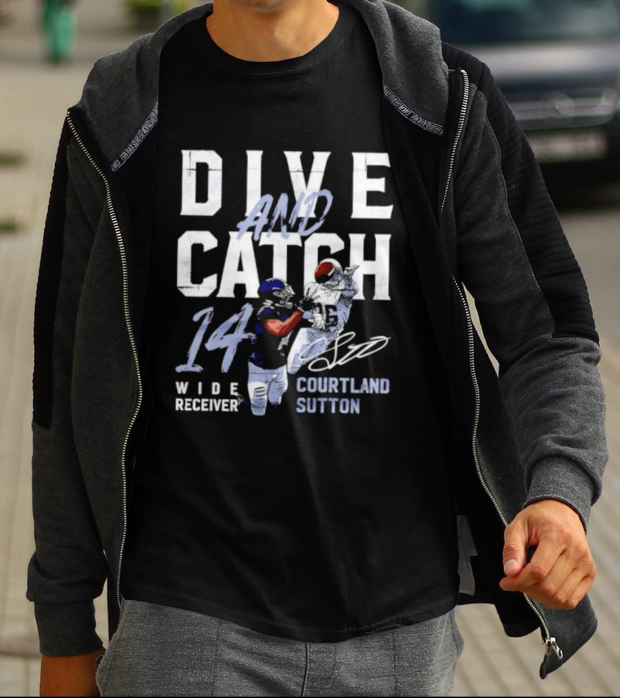 Courtland Sutton Wide Receiver 14 Dive And Catch T-Shirt