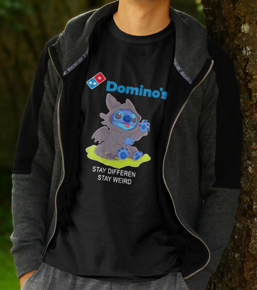 Domino's Pizza Collab Toothless Stitch Stay Different Stay Weird T-Shirt