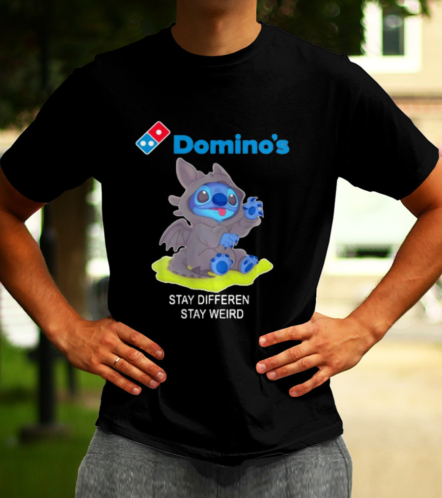 Domino's Pizza Collab Toothless Stitch Stay Different Stay Weird T-Shirt