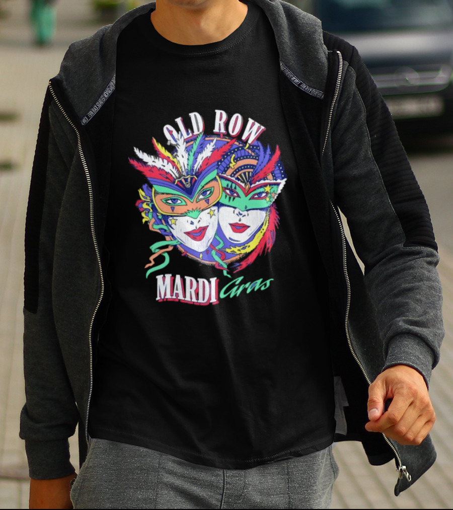 Old Row Mardi Gras Masks Colorful Feathers T-Shirt