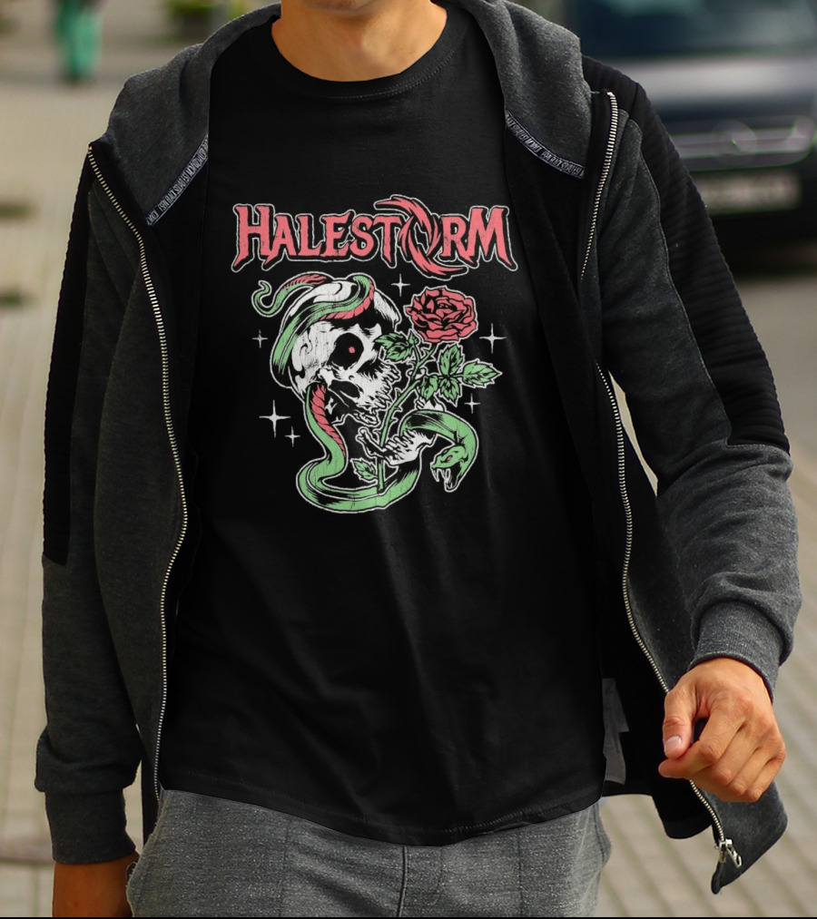 Halestorm Skull Snake Rose Star T-Shirt