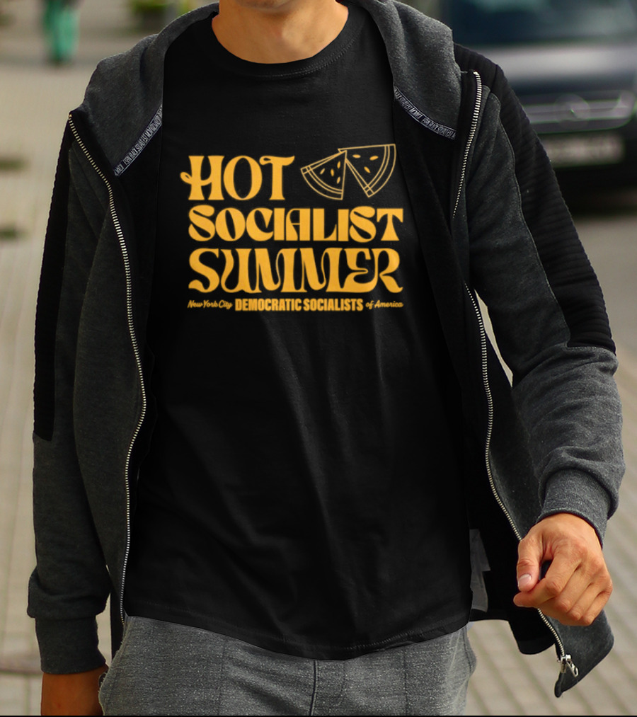 Hot Socialist Summer New York City Democrat Socialists Of America Pizza T-Shirt
