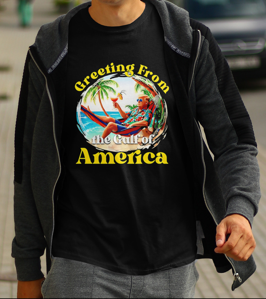 Greeting From The Gulf Of America Tropical Beach Scene T-Shirt