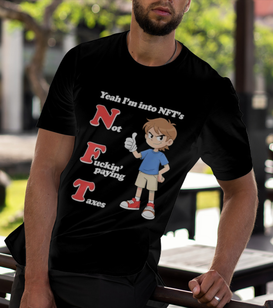 Yeah I'm Into NFT's Not Fuckin' Paying Taxes Cartoon Character Thumbs Up T-Shirt