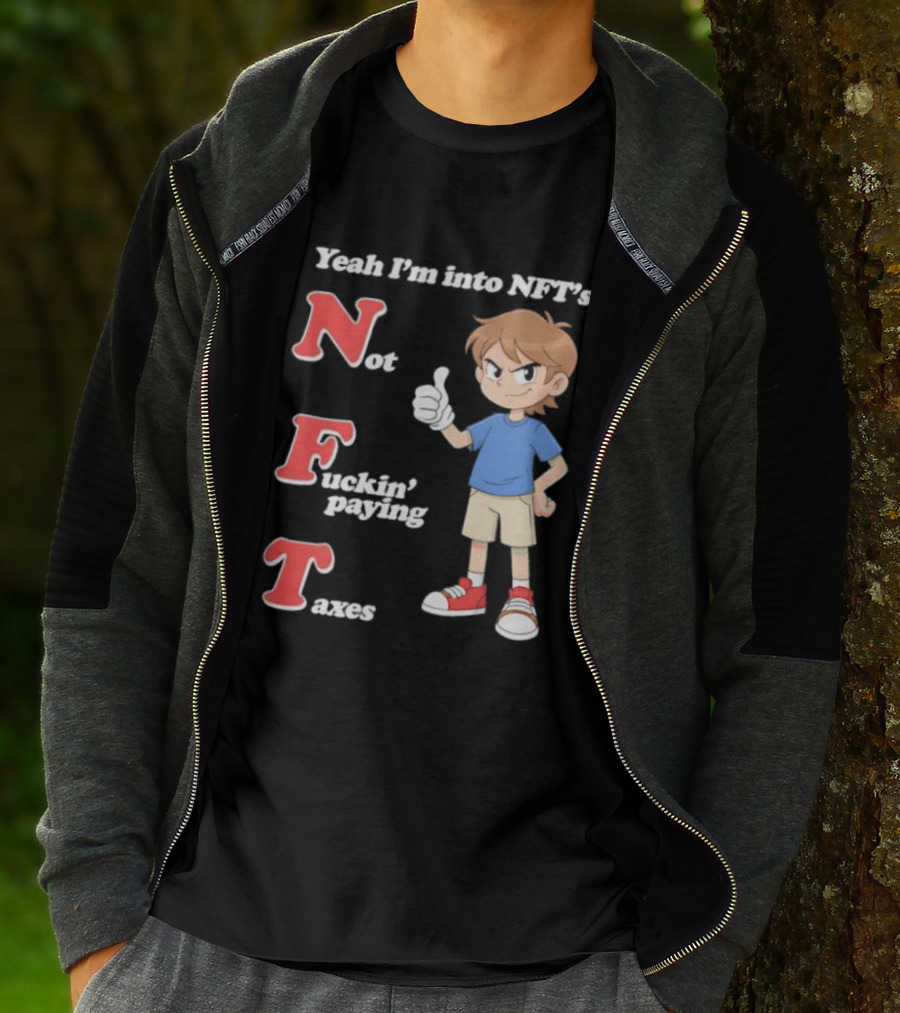 Yeah I'm Into NFT's Not Fuckin' Paying Taxes Cartoon Character Thumbs Up T-Shirt
