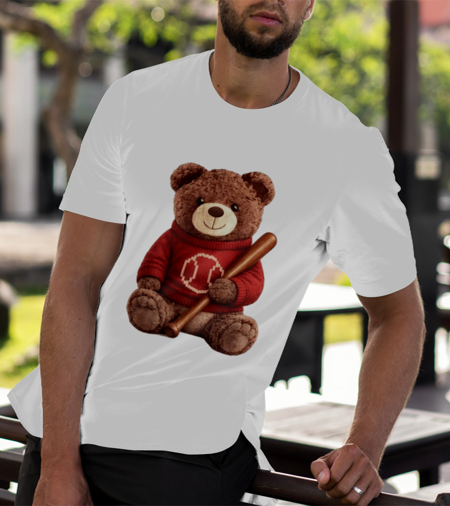 Baseball Bat Teddy Bear Cincinnati Reds Retro Reds Sweater T-Shirt