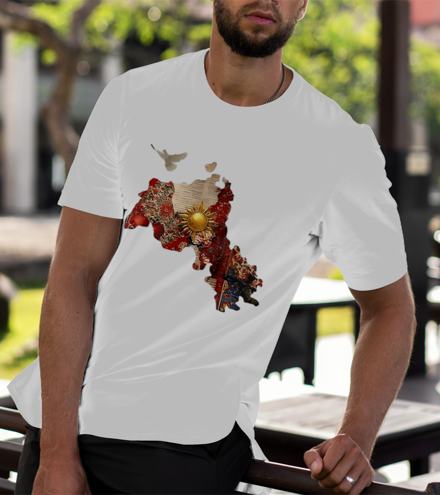 Map Of Kurdistan With Sun And Peace Dove T-Shirt