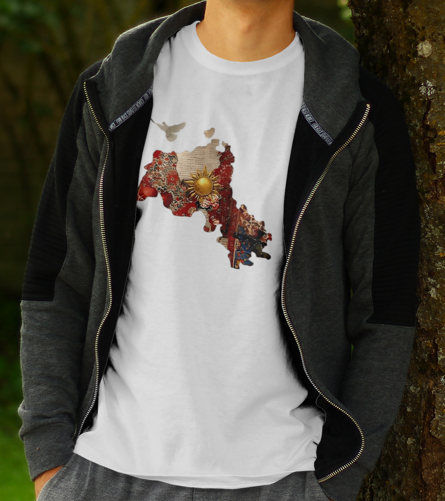 Map Of Kurdistan With Sun And Peace Dove T-Shirt