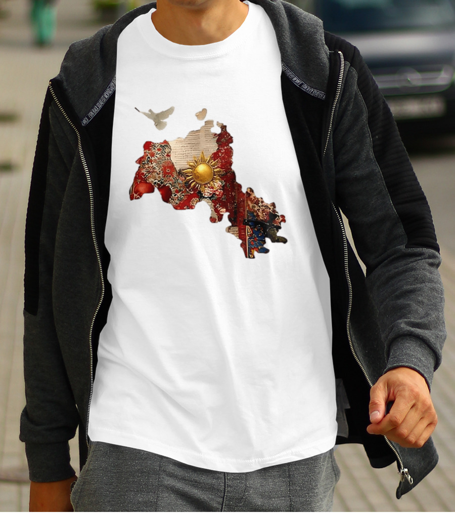Map Of Kurdistan With Sun And Peace Dove T-Shirt