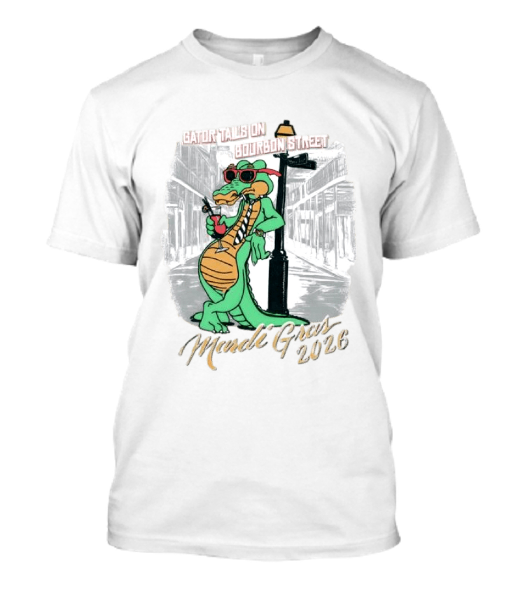 Gator Tails On Bourbon Street Mardi Gras 2026 T-Shirt