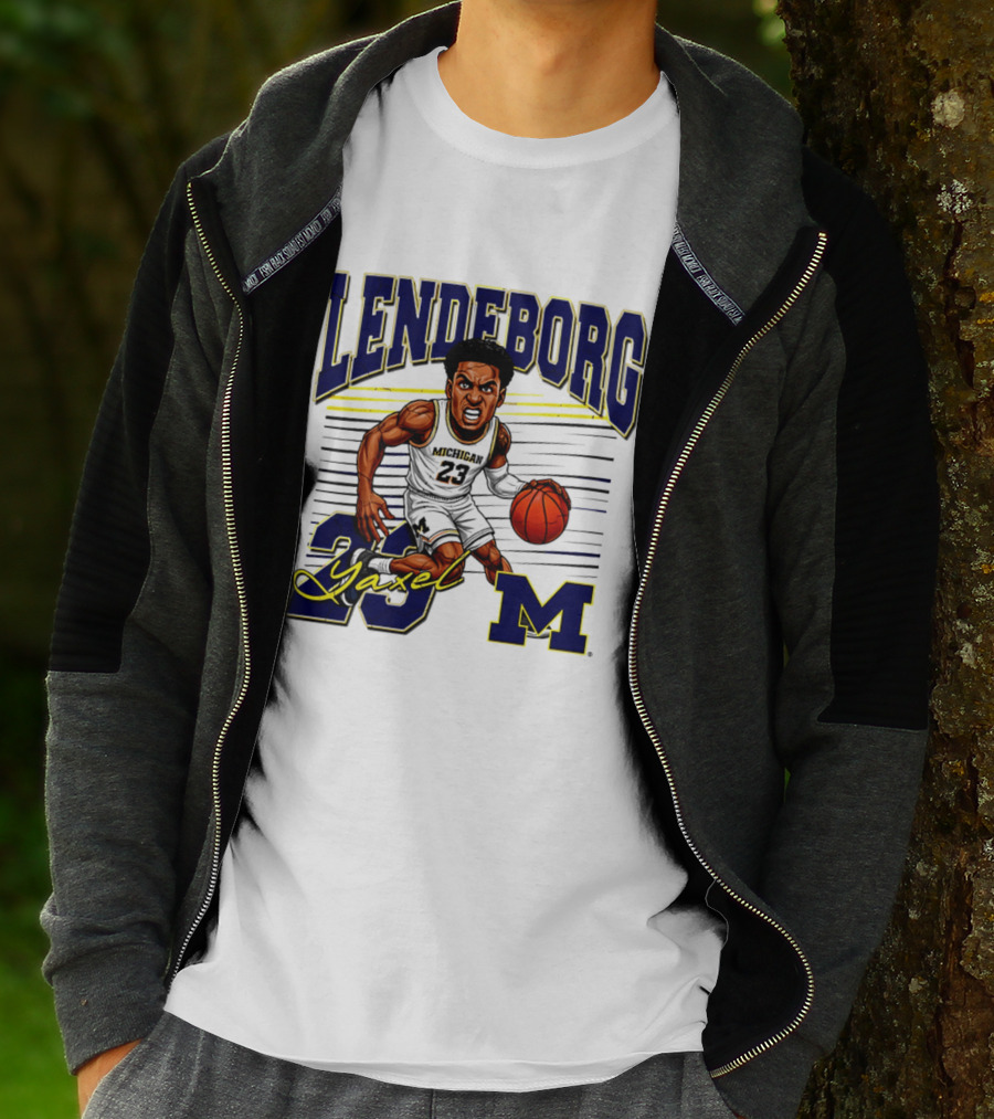 Lendeborg Yaxel 23 Michigan Basketball Caricature M T-Shirt