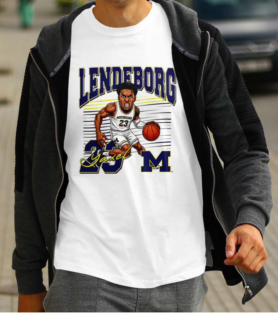 Lendeborg Yaxel 23 Michigan Basketball Caricature M T-Shirt